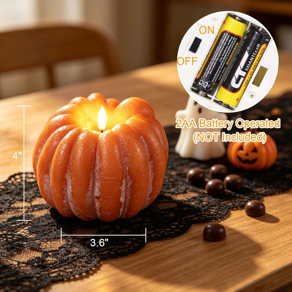 Wondise Orange Fall Decorations Real Wax Pumpkin Candles with Remote Timer | Battery Operated Fall Candles Fall Decor