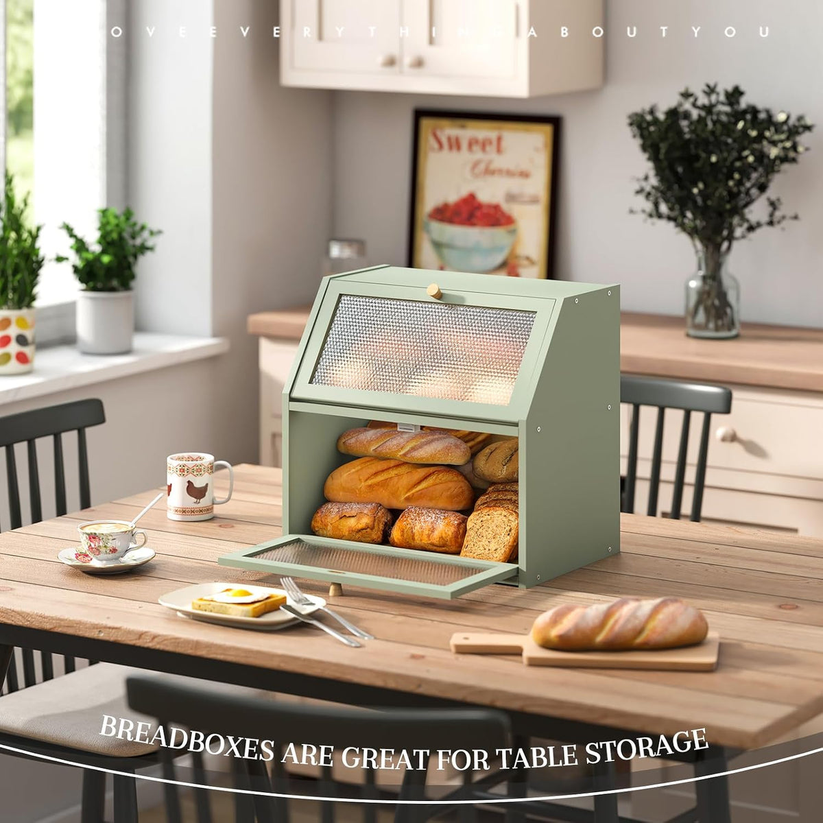 STDDRE Bread Box for Kitchen Countertop Bin Double Layer Bread Box Storage Container Extra Large Capacity Farmhouse