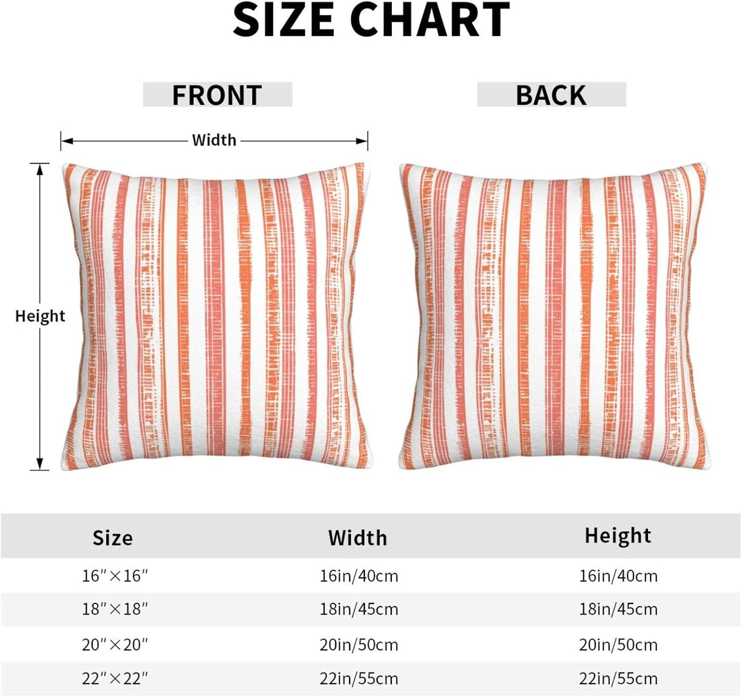 Boho Coral Pink Orange Striped Throw Pillow Covers / 18 x 18 / Boho Coral Orange Striped / Set of 2