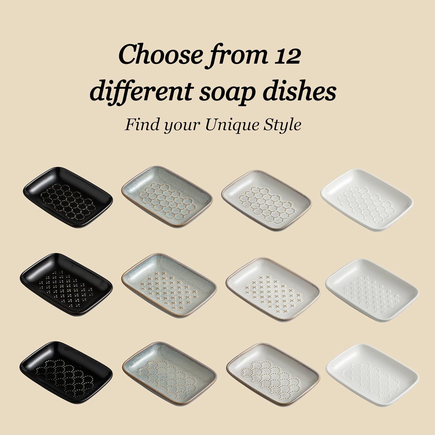 Ceramic Bar Soap Holder / White / Honeycomb