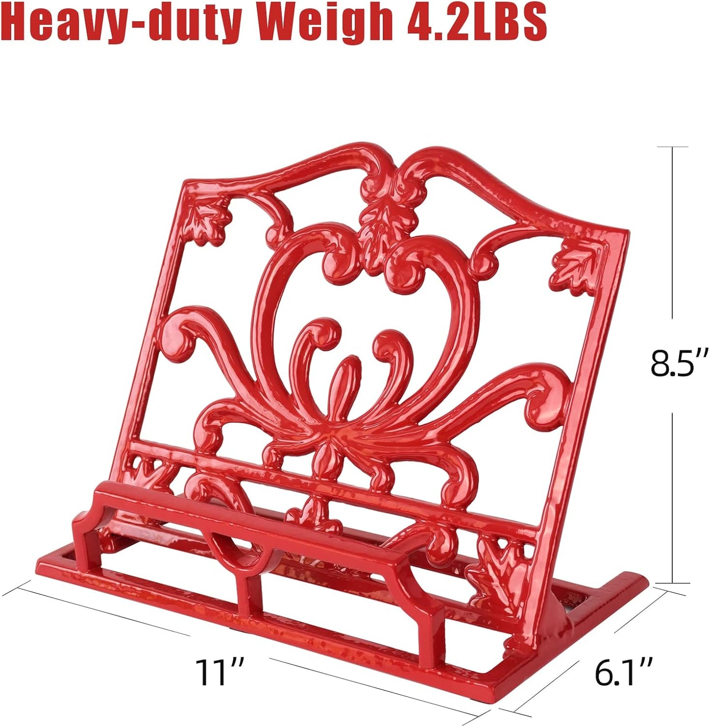 Cookbook Stand, Cast Iron Heavy-Duty Recipe Book Holder, Kitchen Vintage Recipe Book Holder, Reading Rest Holder for