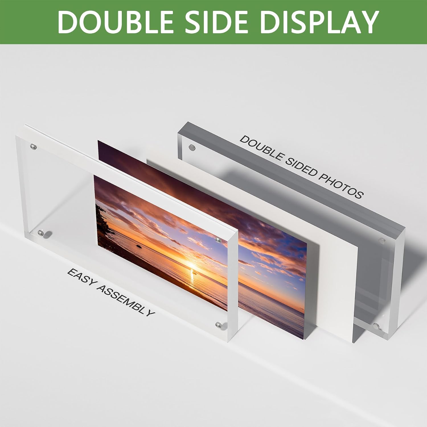 5PACK Acrylic Picture Frames 4x6 Magnetic Acrylic Picture Frames,Freestand Photo Frame Bulk,4 by 6 Clear Double-Sided