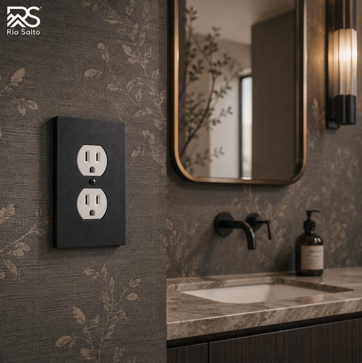 Rio Salto Forge Collection Matte Black Duplex Outlet Cover Plate – 8 Pack Multipack, Single Gang, 5" x 3.13" Midsize