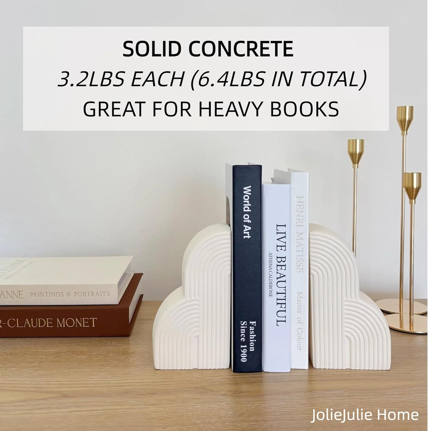 Book Ends / Bookends Decorative for Heavy Books / Cream White
