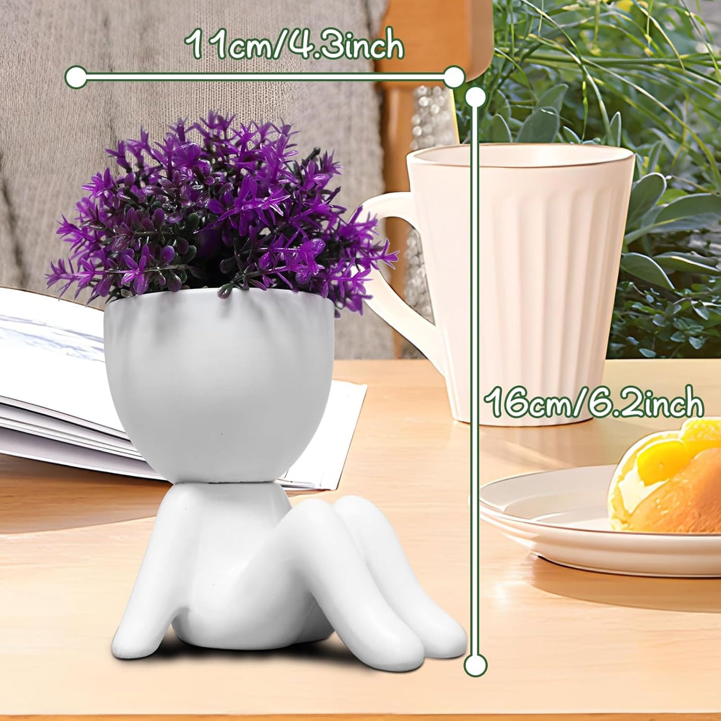 Purple Artificial Plants in Pots / White-f
