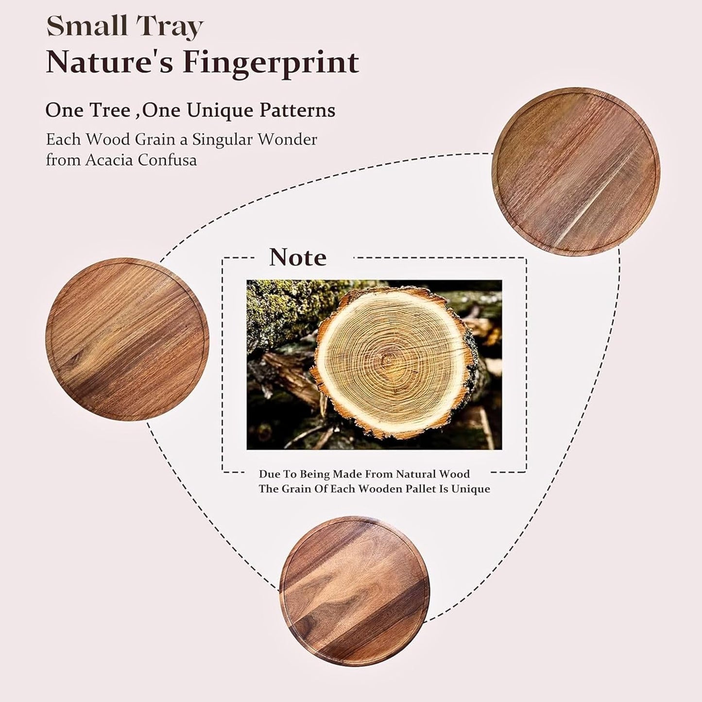 Small Wood Round Decorative Tray / 11.5 Inch