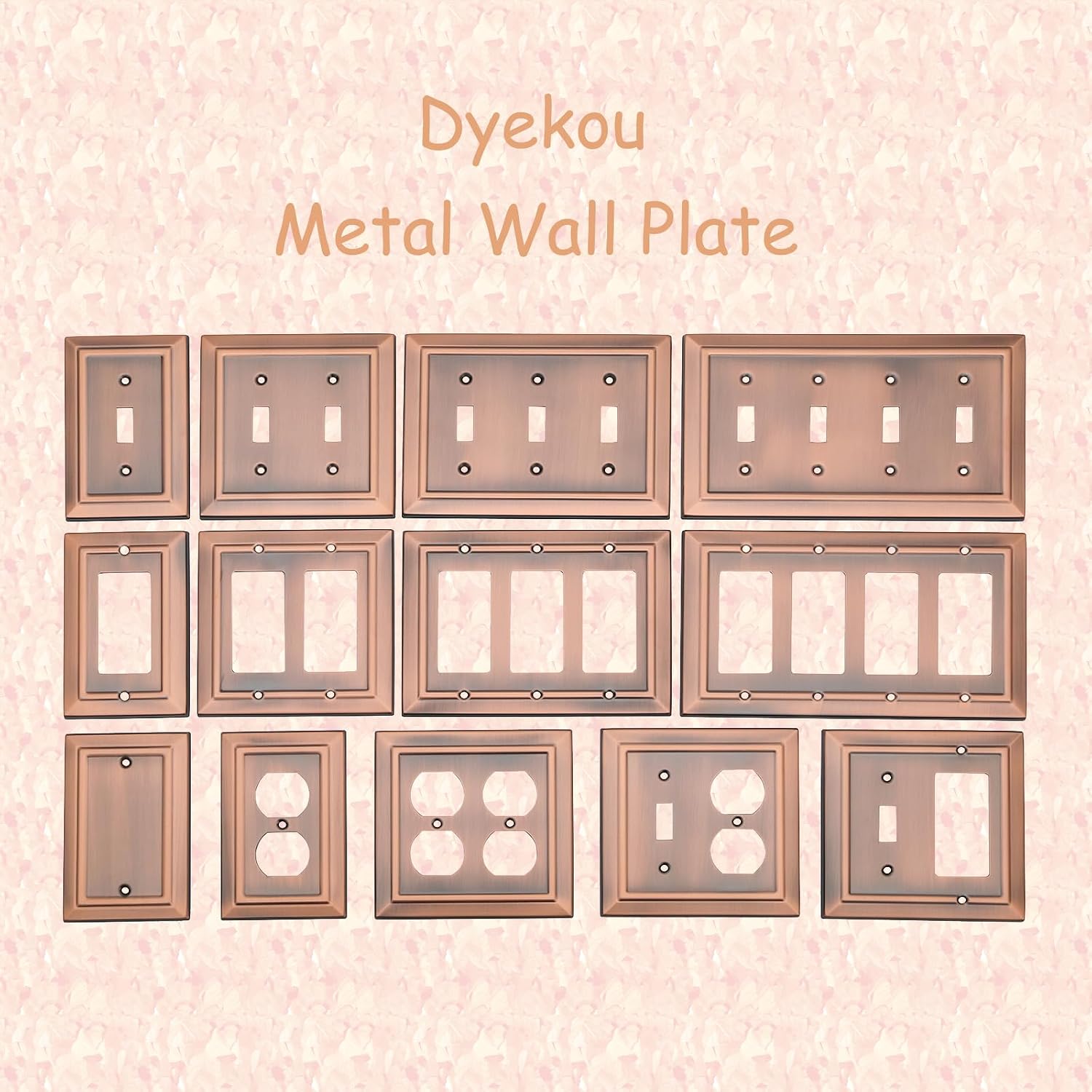 Metal Wall Plate for Electrical Outlets, Outlet Covers Wall Plate, 6 Pack | Decorative Antique Copper Switch Plates