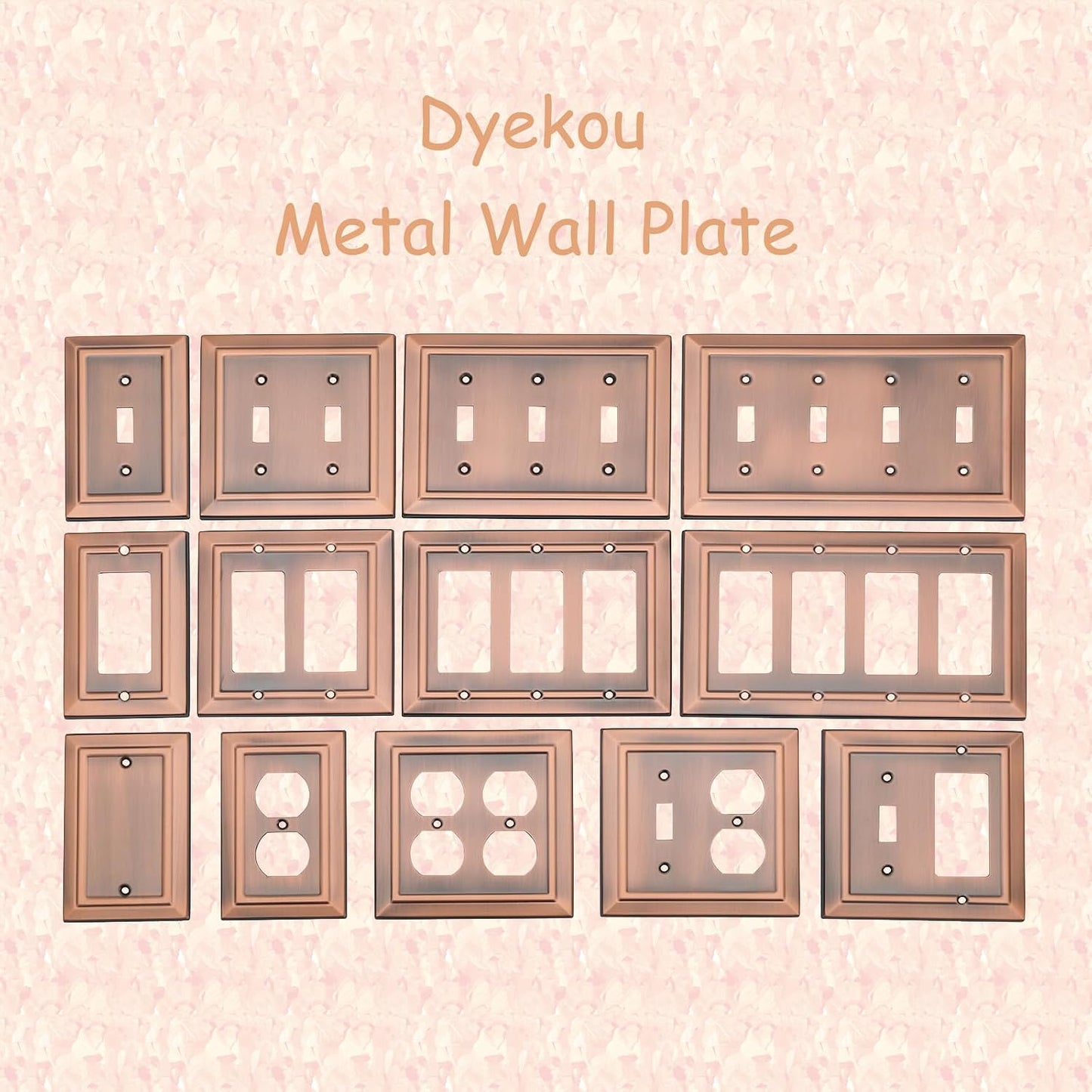 Metal Wall Plate for Light Switch, Applicable to Single Toggle, 6 Pack | Decorative Antique Copper Light Switch Cover