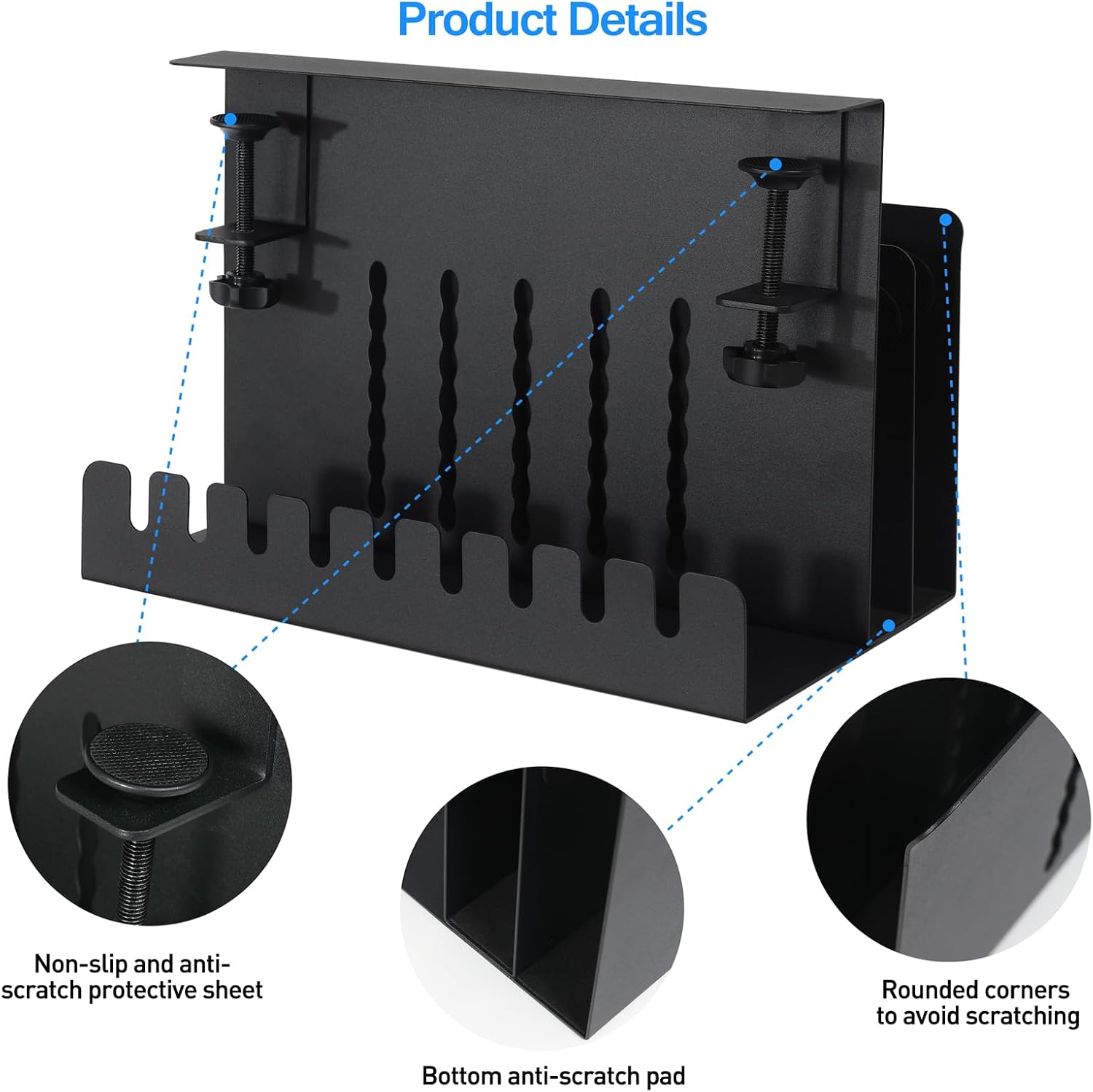 MAXECHO Desk Side Storage, Under Desk Laptop Mount, Table Side Hanging File Organizer, No Drill Clamp On Cable