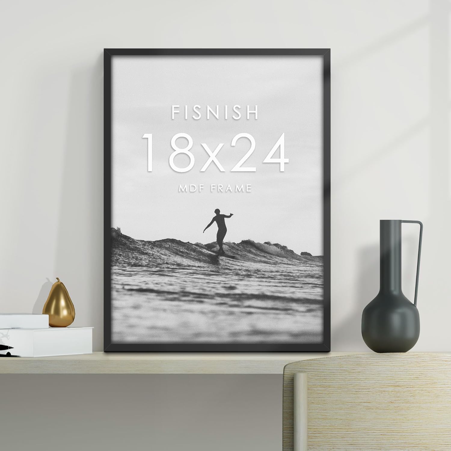 18x24 Frame Black 5 Pack, for Horizontal or Vertical Wall Mounting | Poster Frames 18 x 24, for Photos, Artwork; Fits