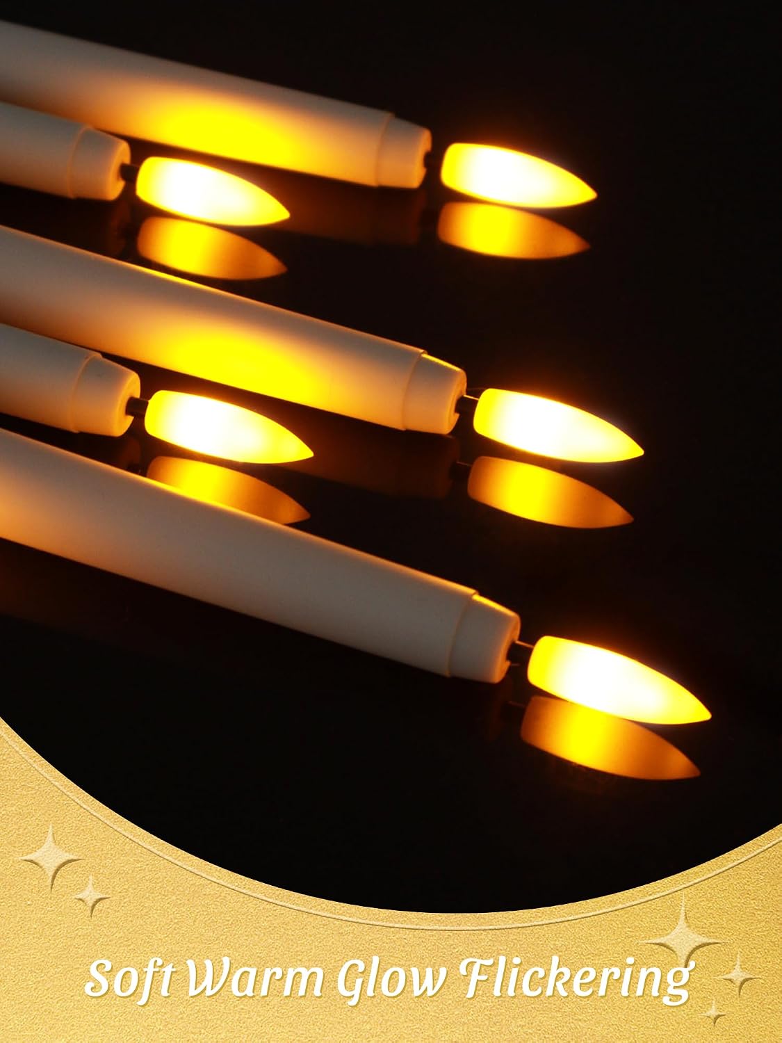 12 Pcs Flameless Taper Candles with Remote Timer, 11" Long Battery Operated Taper Candles, Flickering 3D Flame, Plastic