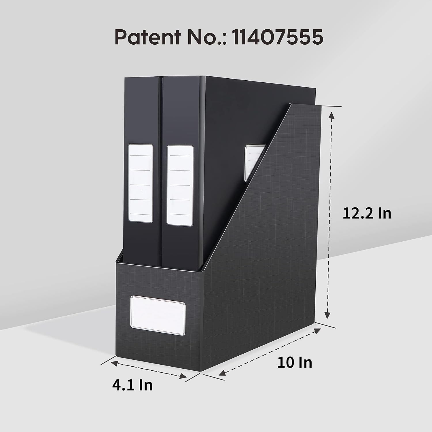 Black Magazine File Holders，3 Packs Cardboard File Rack, Folder Holder | Sturdy Cardboard Desktop Storage File Box