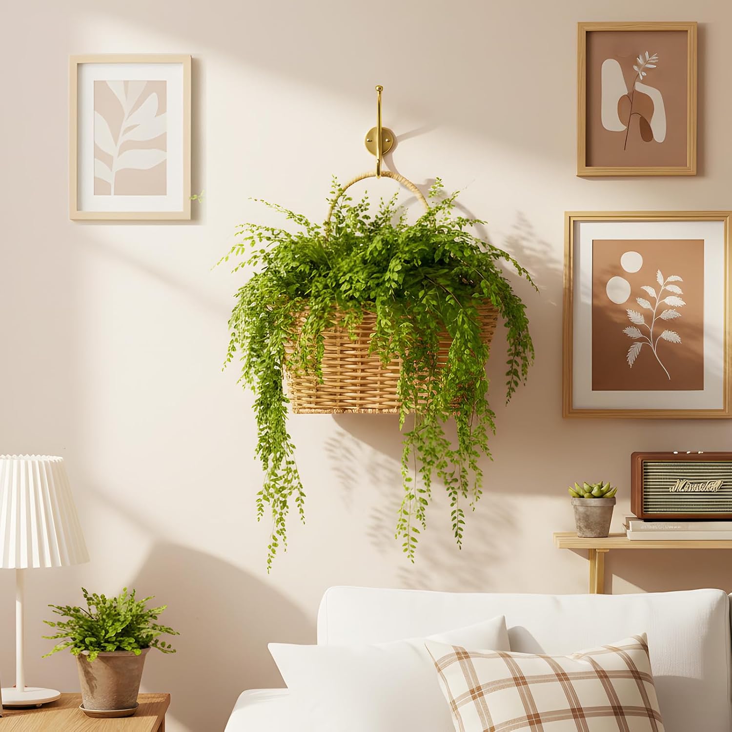 Rustic Farmhouse Wall Decor Organizer / Plastic Rattan-light Brown / Small
