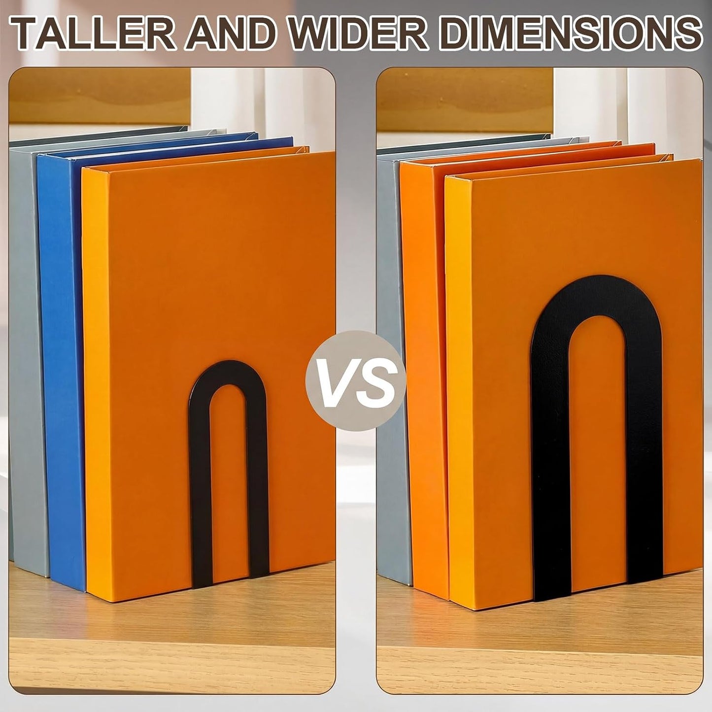 Modern Metal Book Ends / 7.5*5.75*3.5inch / Black / Set of 6