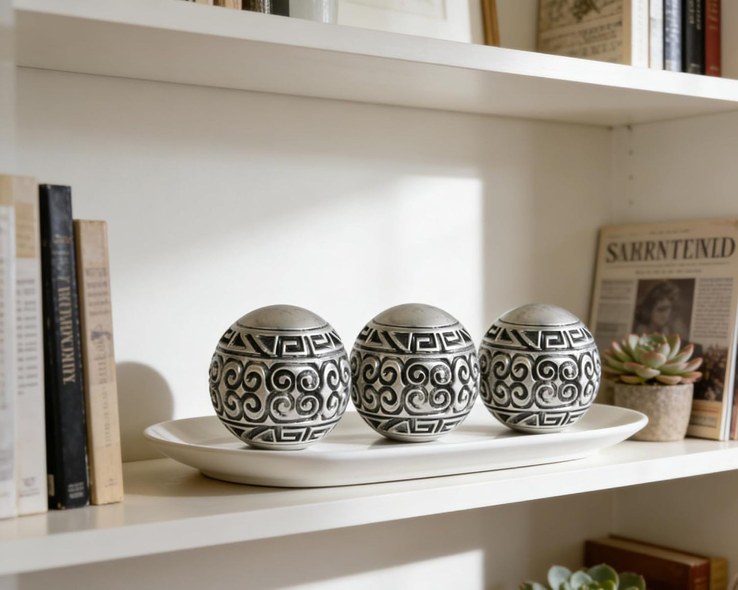 Decorative Ball for Centerpiece Bowls / Metallic Silver / 3 Inch / Set of 3