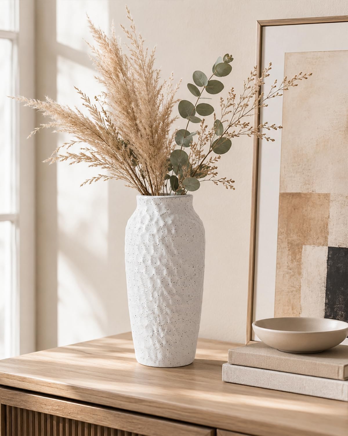 Ceramic Vase for Flowers / White / 12.4 Inch
