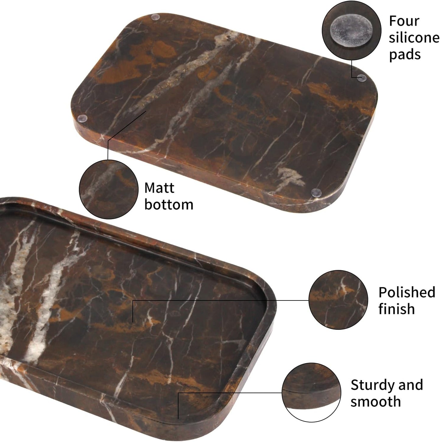 Marble Bathroom Vanity Tray / Black Gold L / 8 x 0.7 x 12