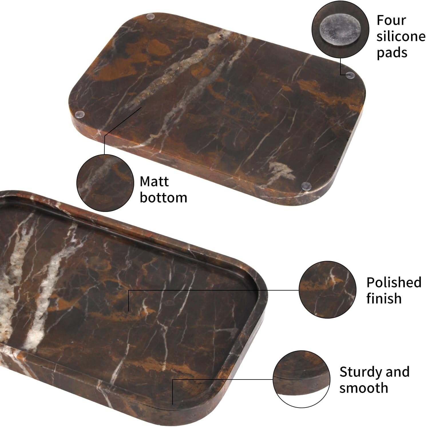 Marble Bathroom Vanity Tray / Black Gold L / 8 x 0.7 x 12