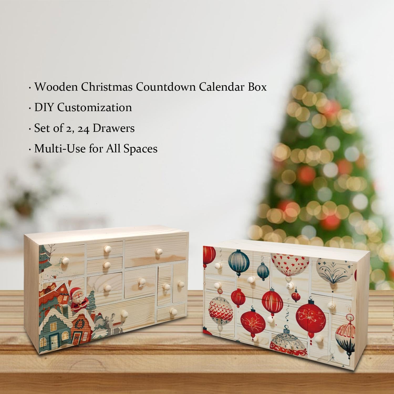 DIY Wooden Countdown to Christmas Advent Calendar, Set of 2