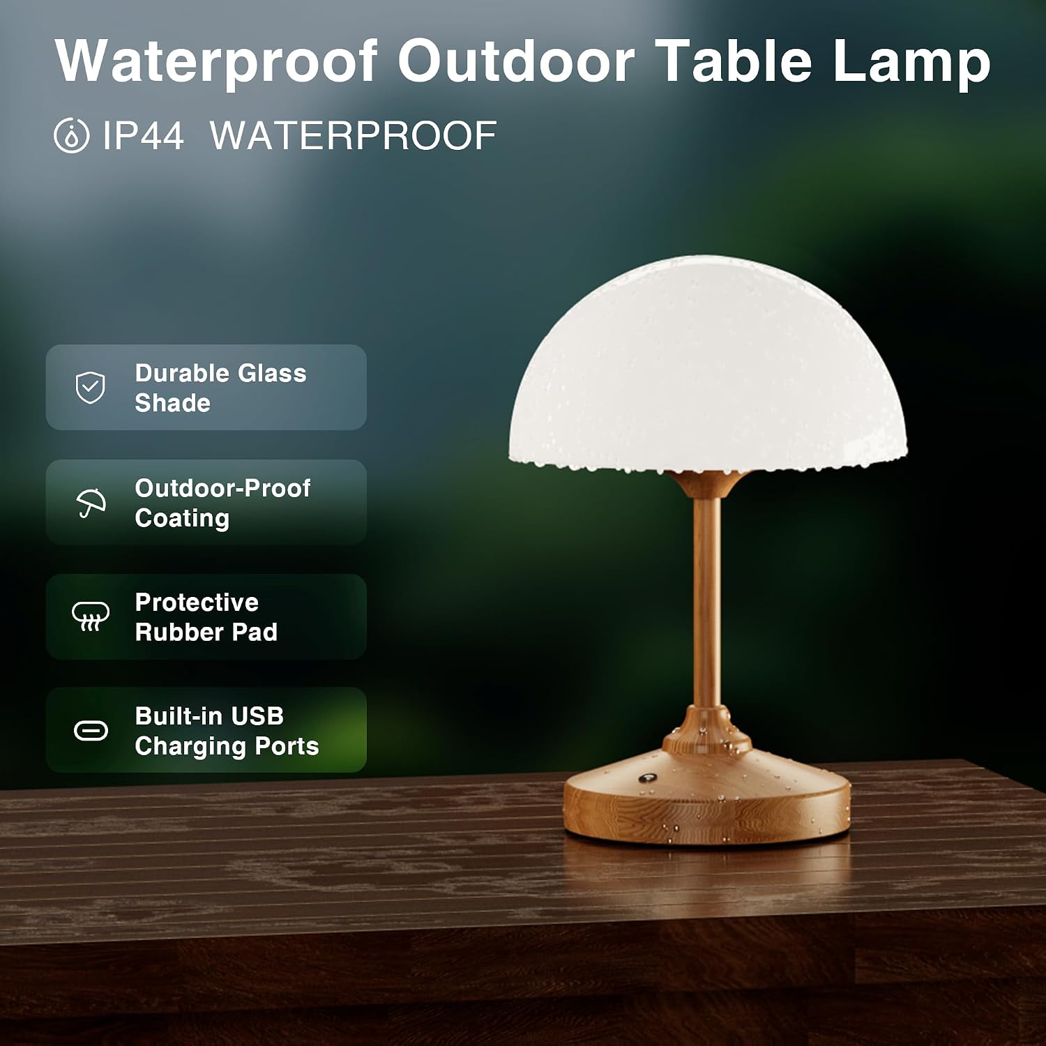Mushroom Lamp Cordless Lamp Table Lamp,Outdoor Waterproof Shower Lamps,5000mAh Rechargeble Battery Operated Dimmable