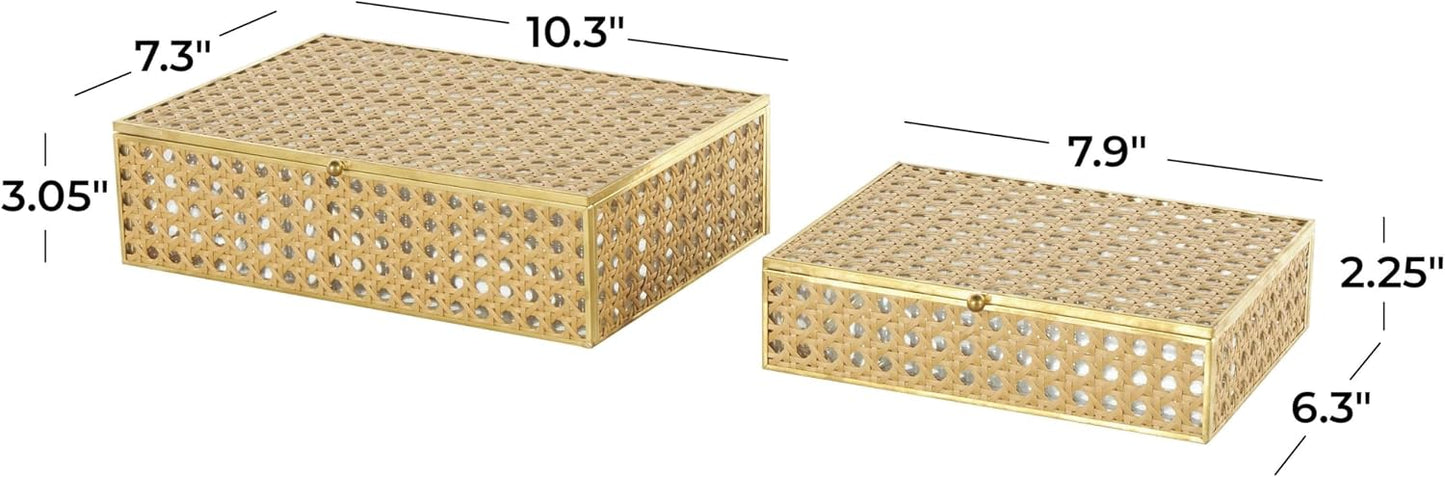 Glass Panels and Chain Accent / 10", 8"W / Set of 2