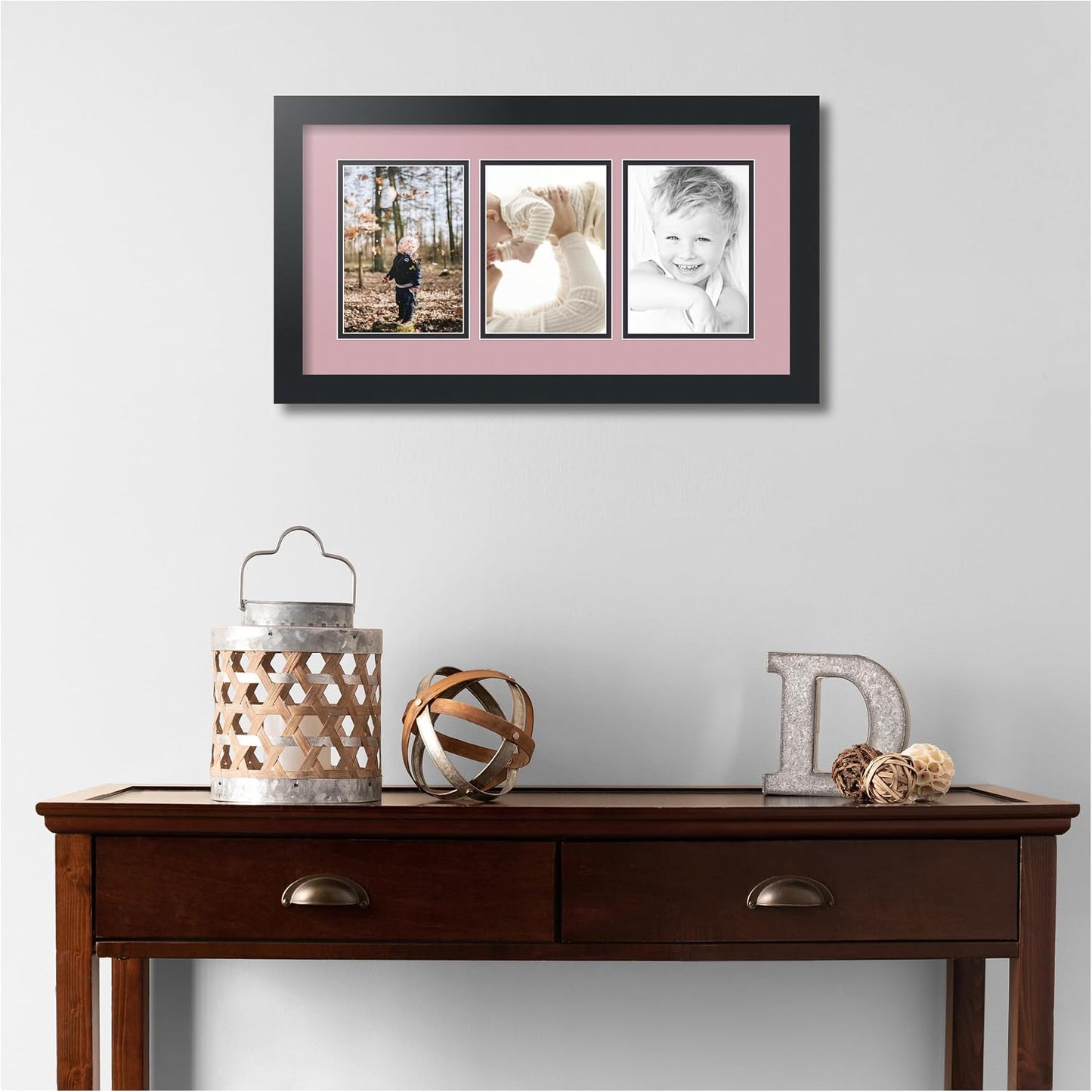 ArtToFrames Collage Picture Frame 3 Opening 3-5x7 Photo Frame | Made in USA | Black Frame Seashell and Black Mats