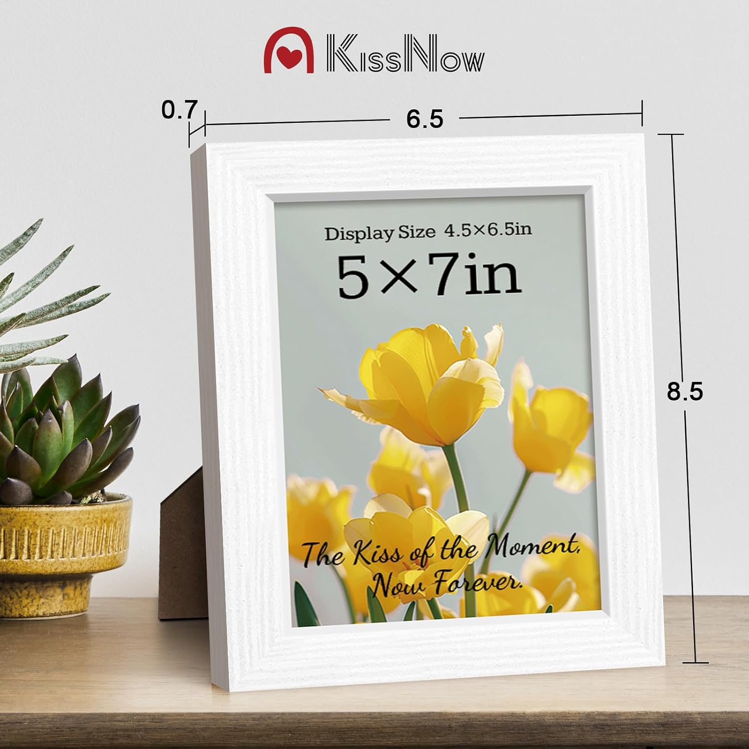 5x7 Picture Frame 4 Pack, White Solid Wood, Wall or Tabletop | Gallery Wall Set, Thick & Wide Border, Polished