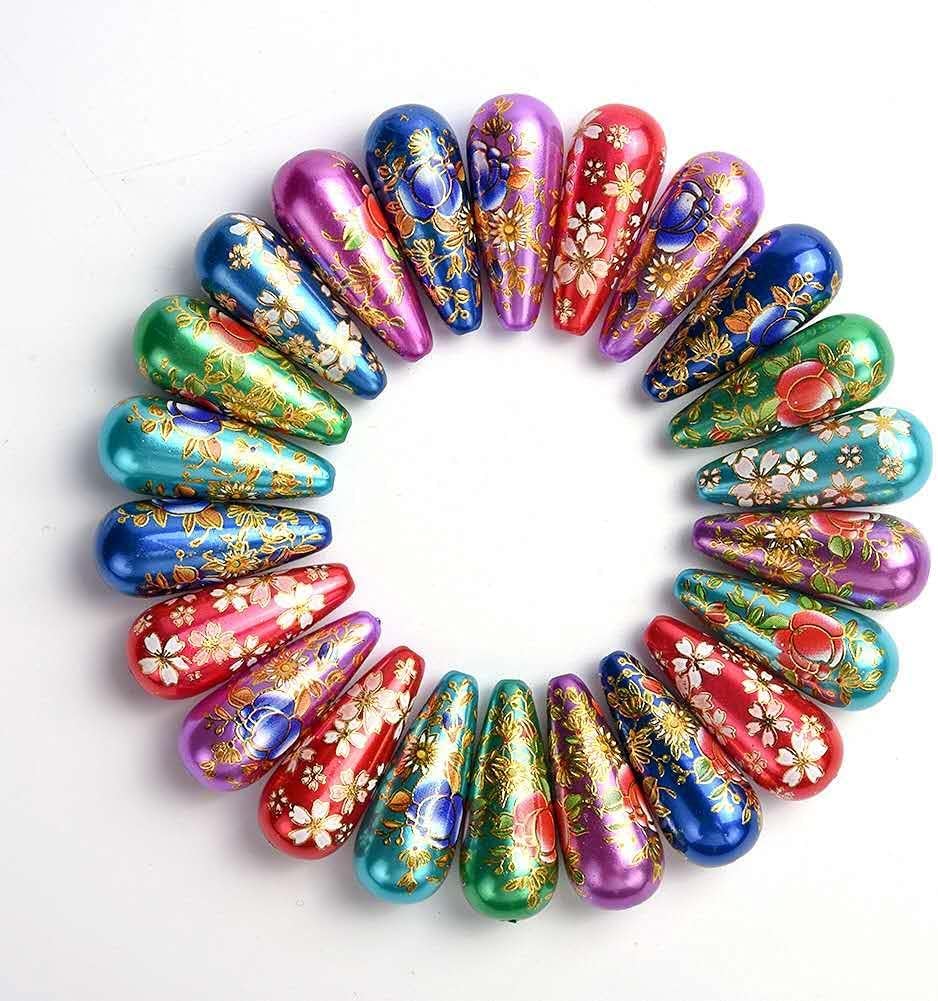 Tonbotama Sakura Beads Part Attached Cherry Blossom Pattern Beads / 13 x 33 / Mm / Mixed Color