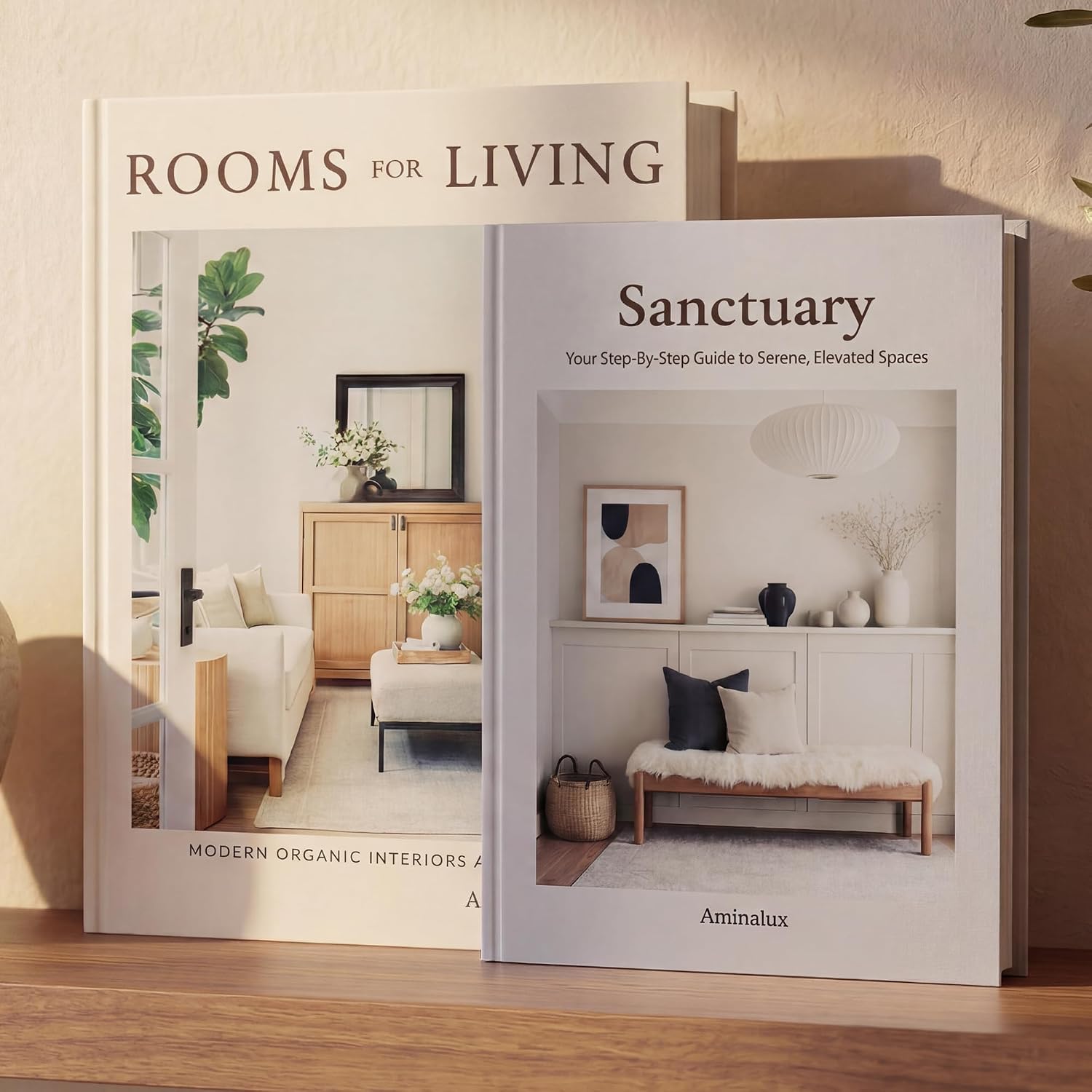 Faux Linen Book Boxes / Cream/gray / Set of 2
