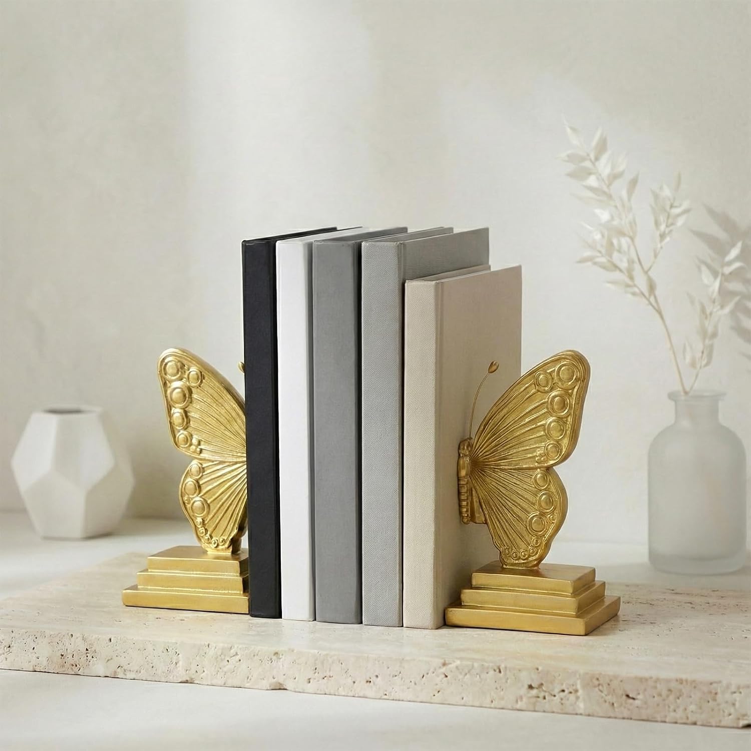 Vintage Gold Butterfly Bookends / Gold Set