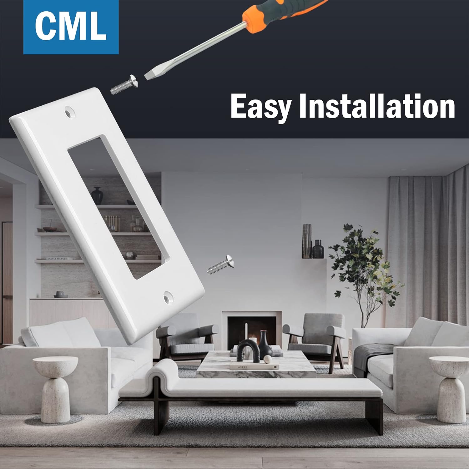 CML Decorator Wall Plates, 100 Pack Electrical Outlet Receptacle Covers, 1-Gang Switch Plates, Standard Size 2.76” x