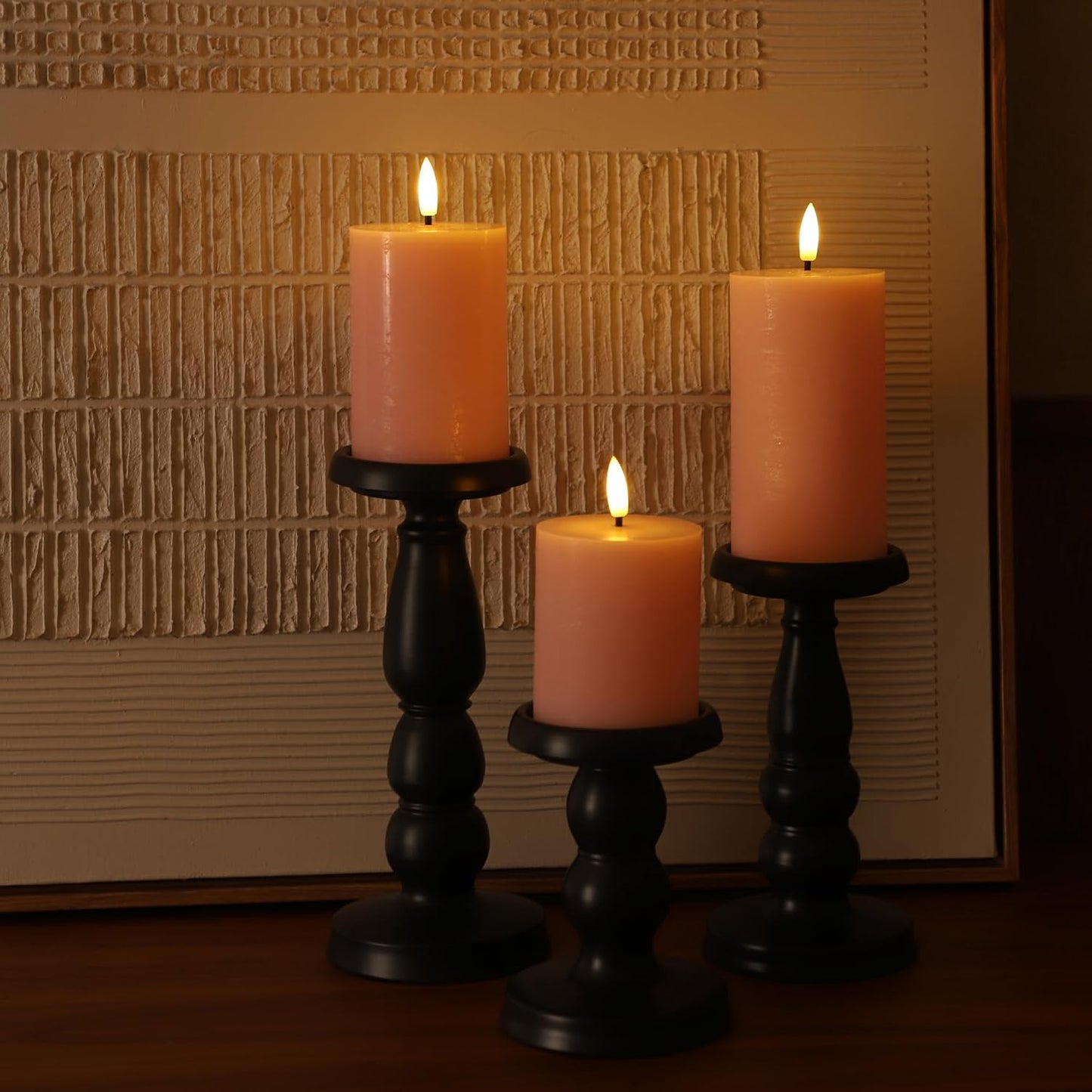 Pink Flameless Candles, Wax Battery Operated Candles with Remote | Flat Top Flickering LED Candles, Warm Ambiance, Home