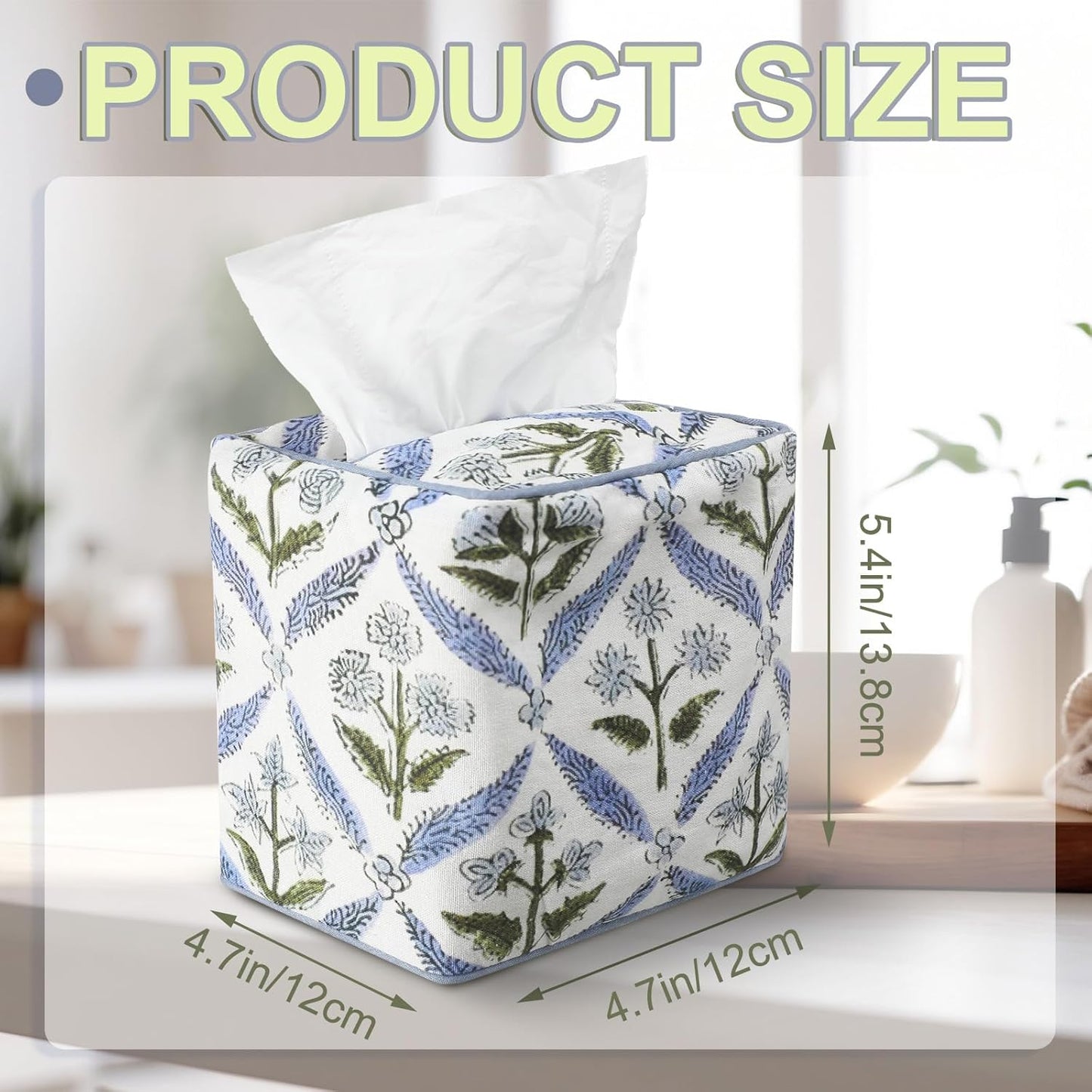 Fabric Tissue Box Cover / Blue