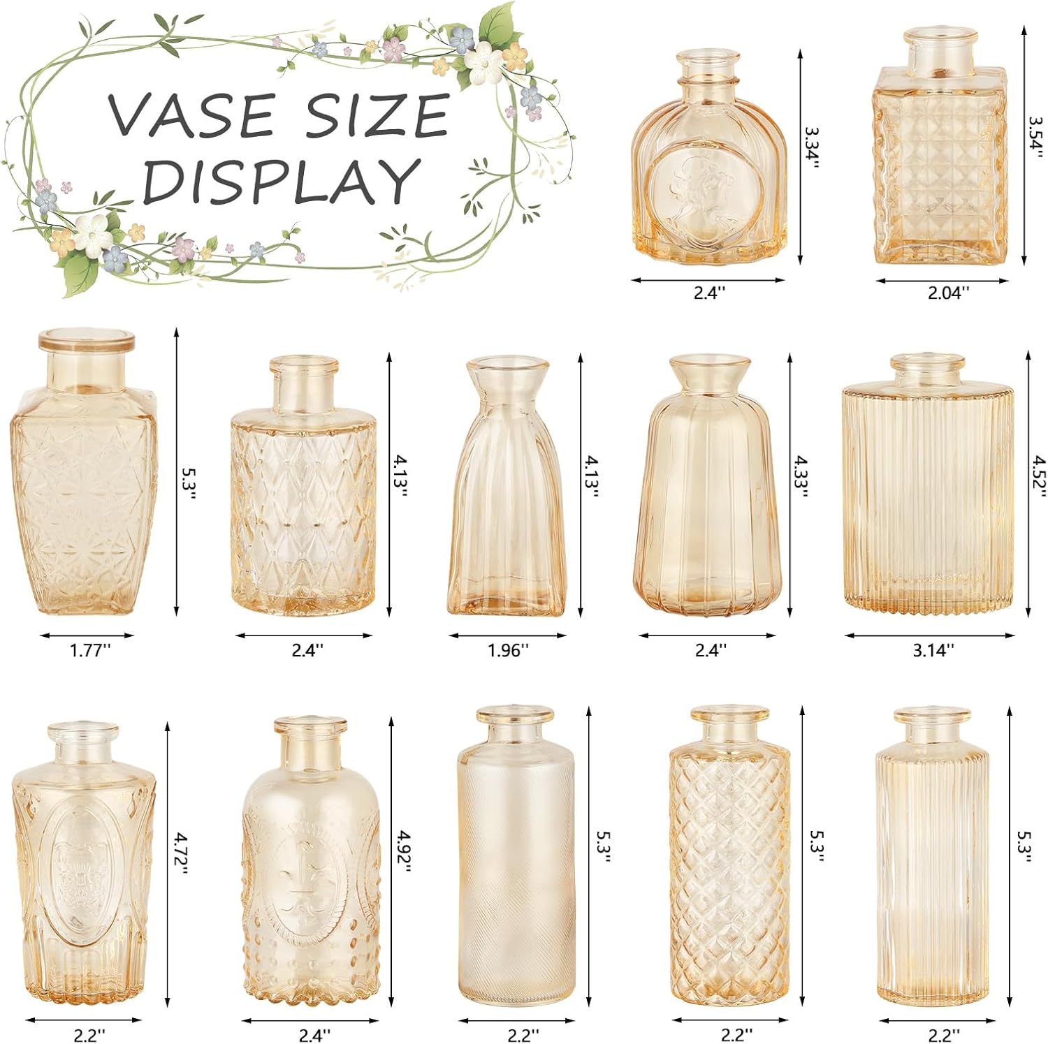 Glass Bud Vases Mini Flower Vase Small Vintage Vases for Centerpiece Table / Gold / Set of 12