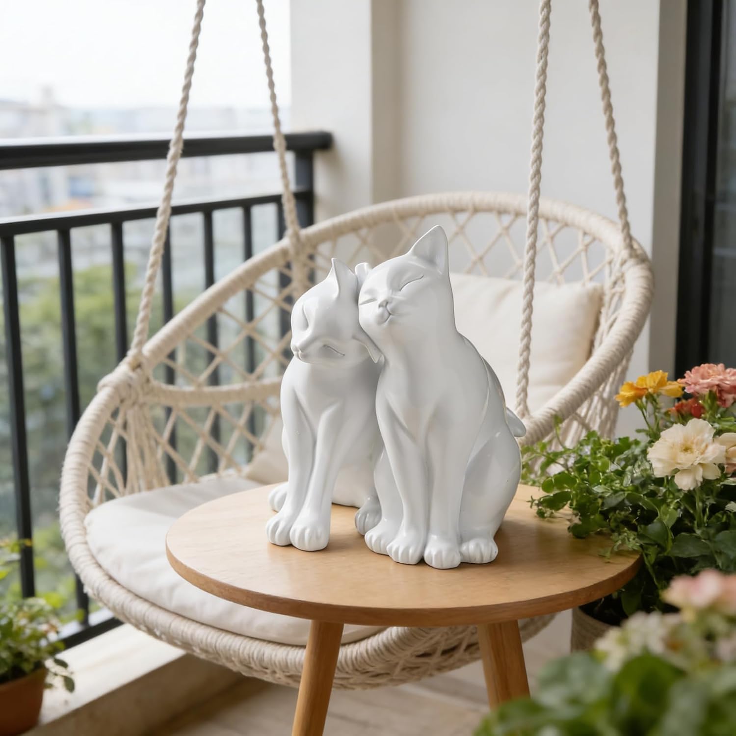 Cat Statues Home Decor Cat-Figurines / Couple Cat / 8.5 x 8 x 10.5