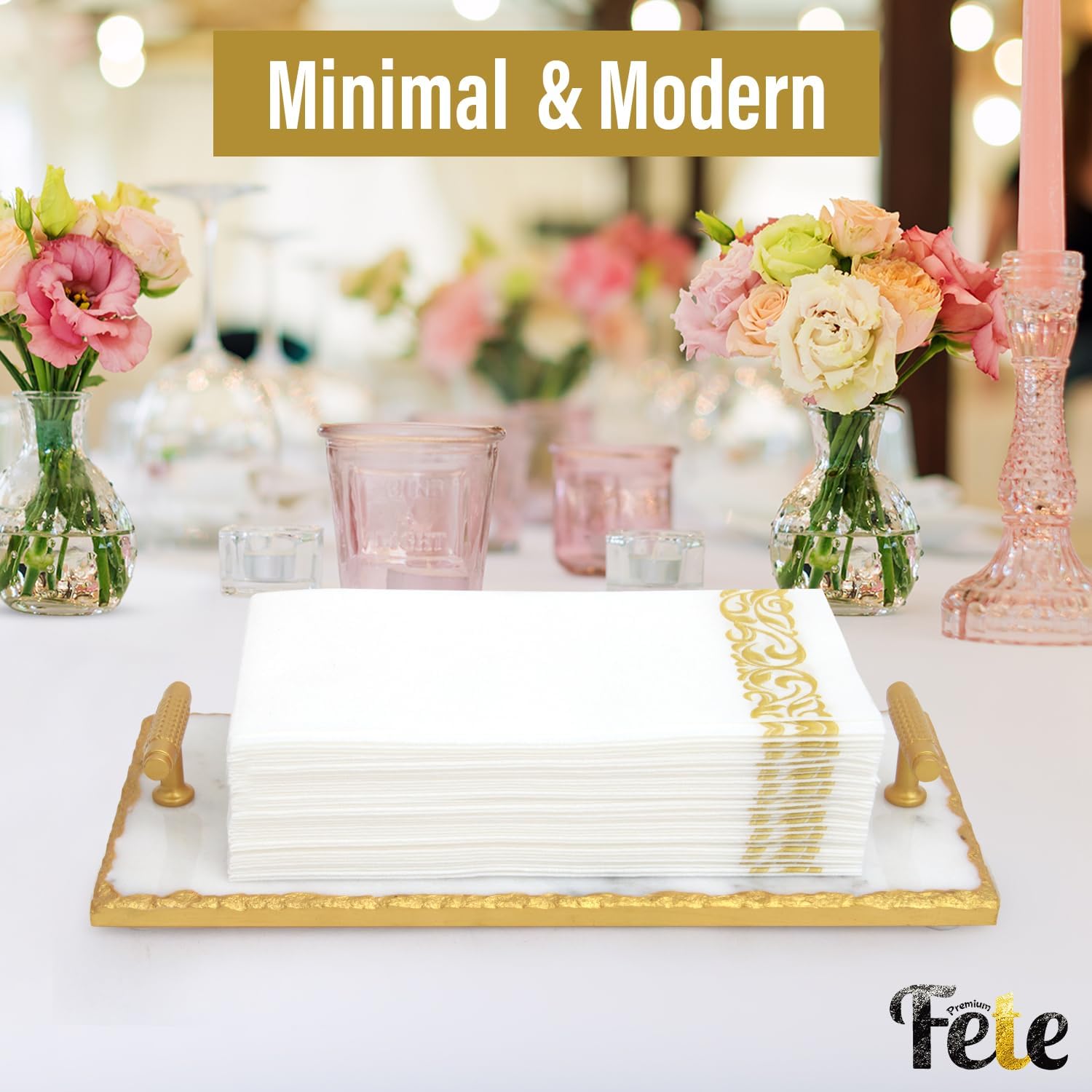 Marble Tray / Guest Towel Holder Tray / Gold Rim