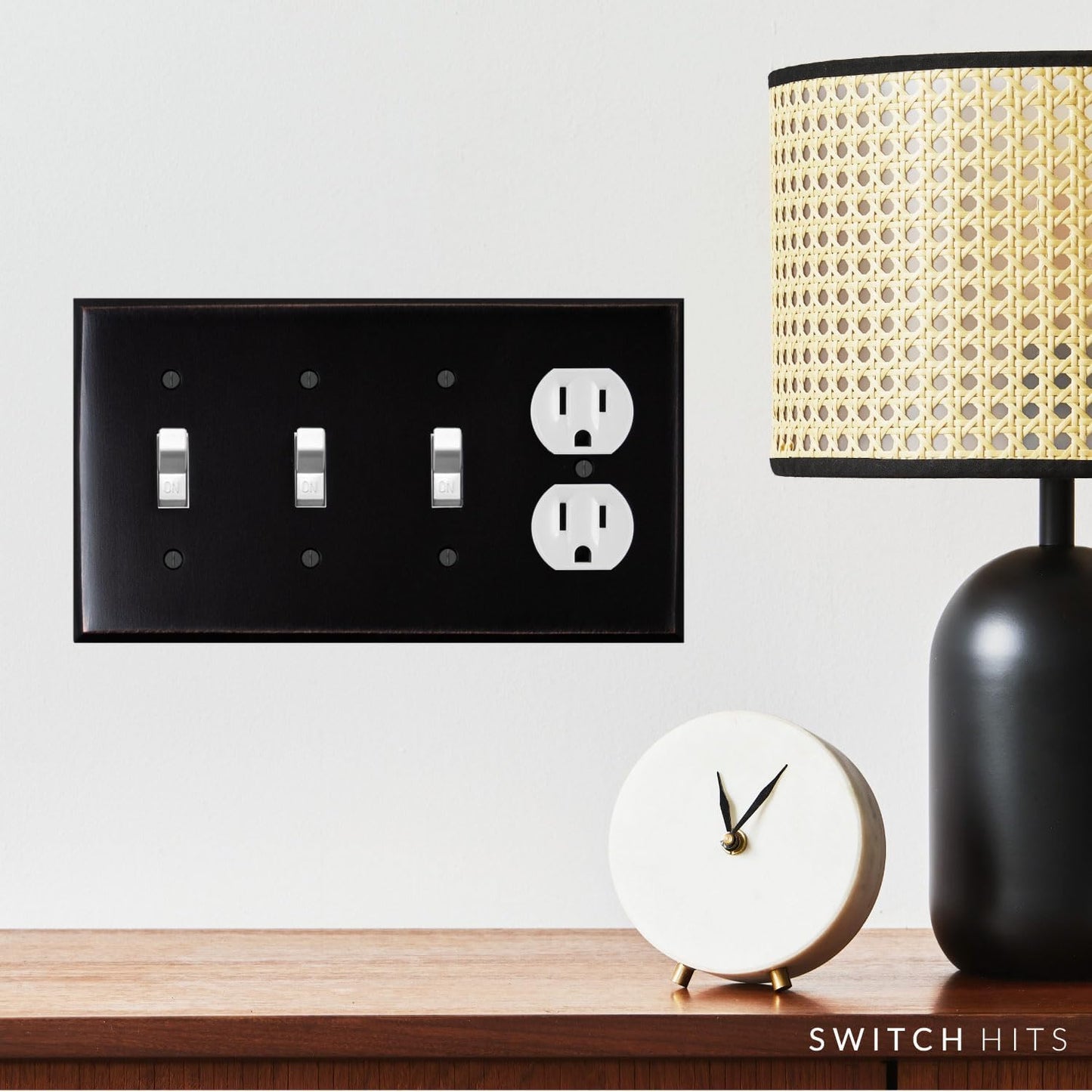 Triple Light Switch Plate Outlet Cover GFCI Decorative Wall Plate | 3 Toggle - 1 Duplex Oil Rubbed Bronze Electrical