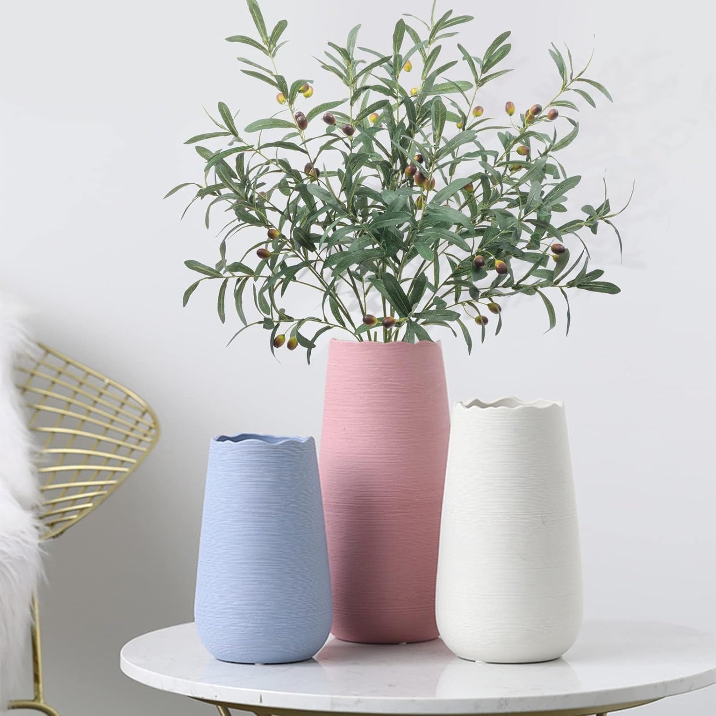 39" Fake Olive Tree Branches Olive Stems Large Tall Artificial Greenery Stems / 39" Tall / Set of 3