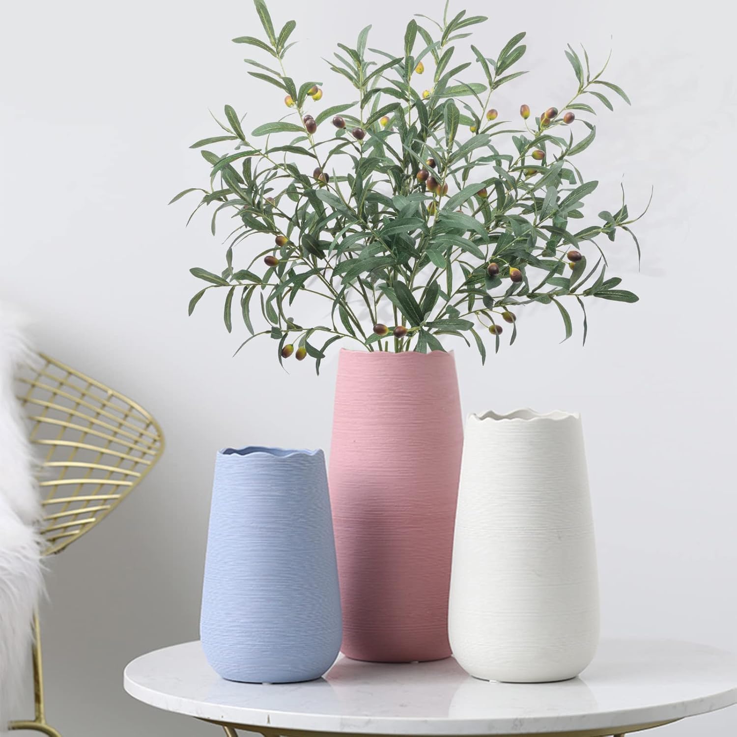 39" Fake Olive Tree Branches Olive Stems Large Tall Artificial Greenery Stems / 39" Tall / Set of 3