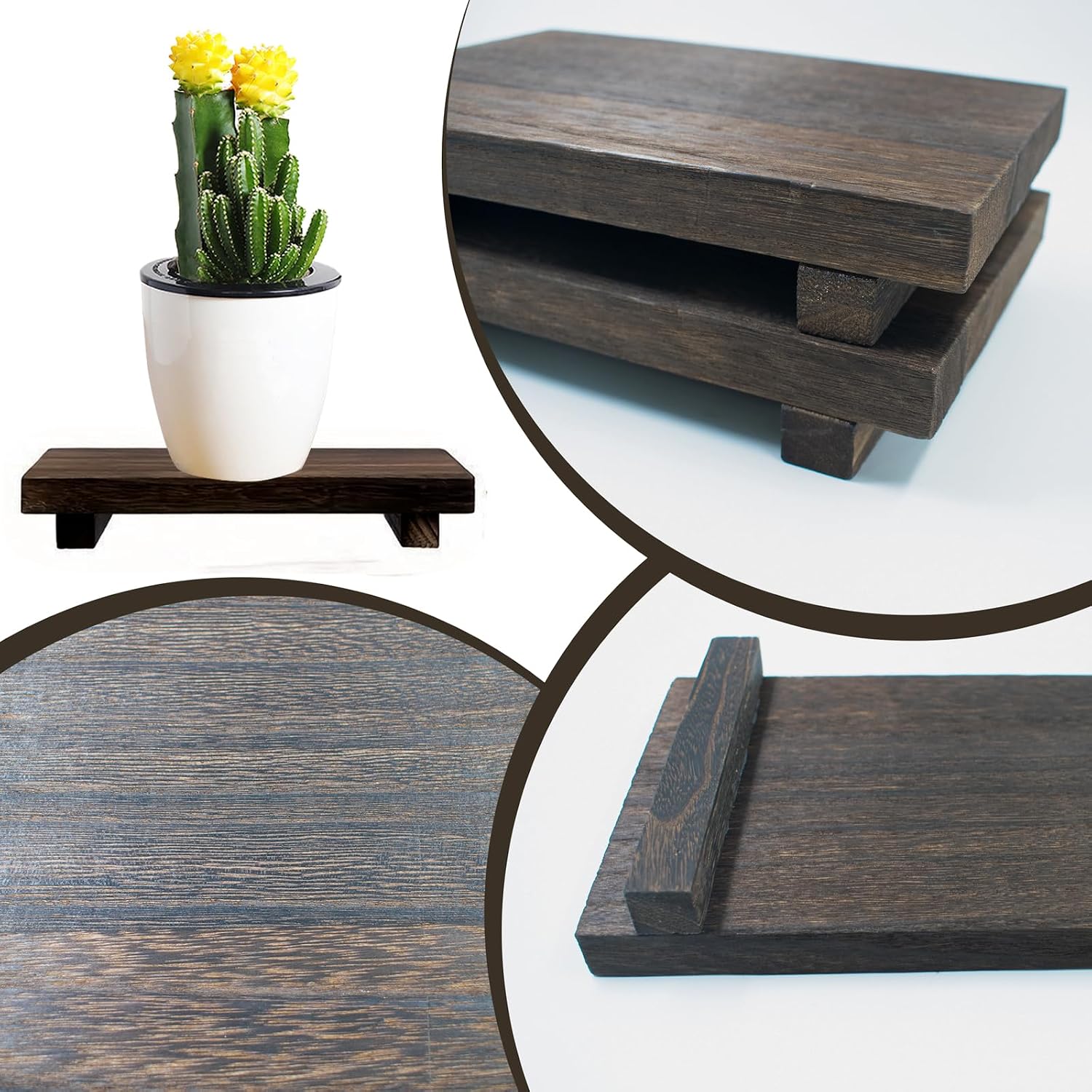 Wood Pedestal Stand Risers for Decor / Set of 2