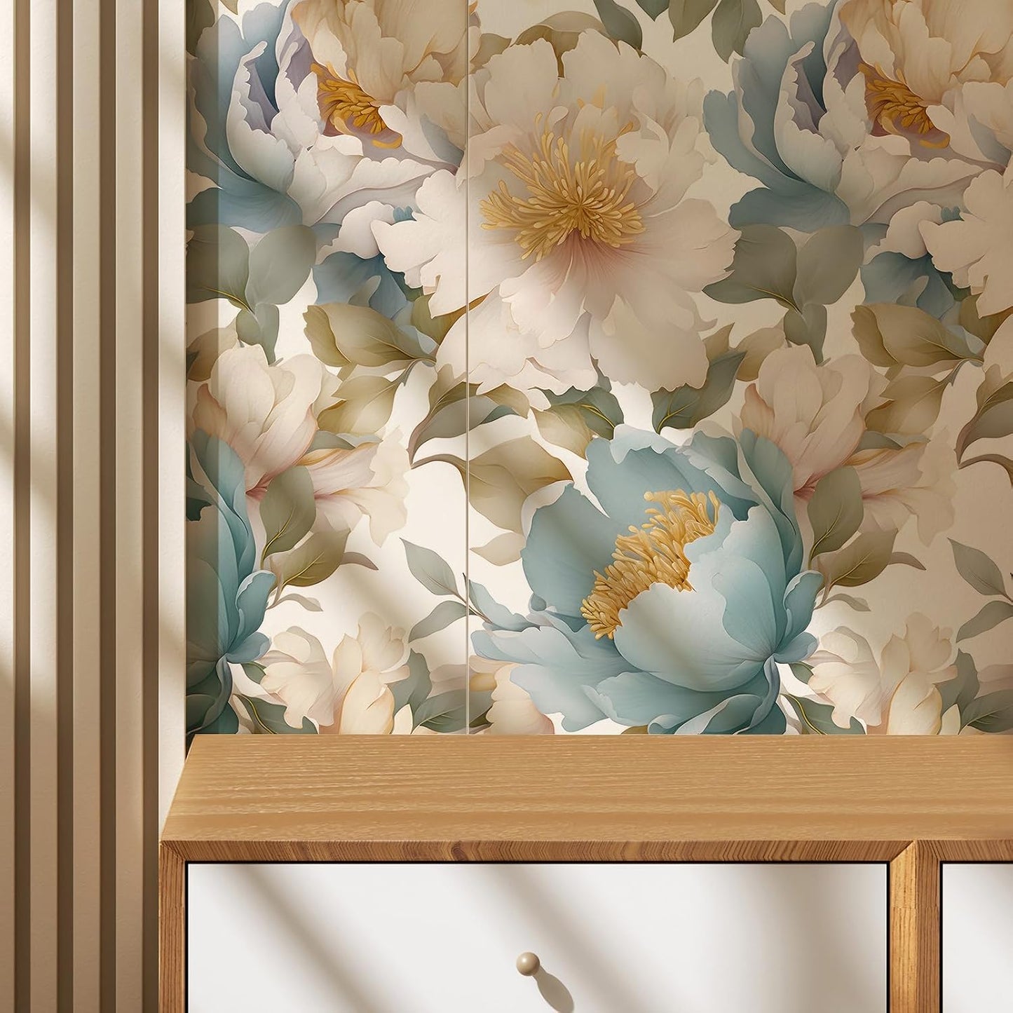 Peony Vintage Floral Removable Wallpaper / 17.7 x 236.2