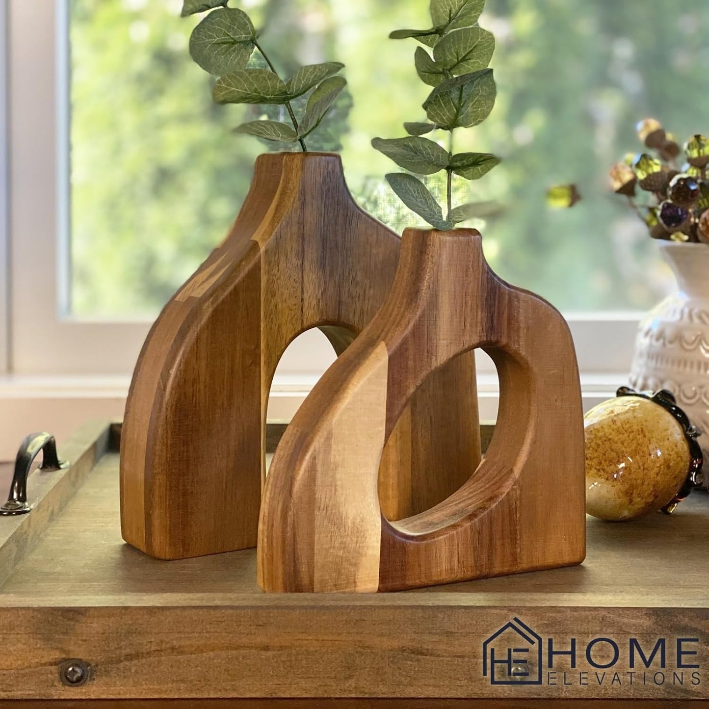 Wooden Vases for Decor / Set of 2