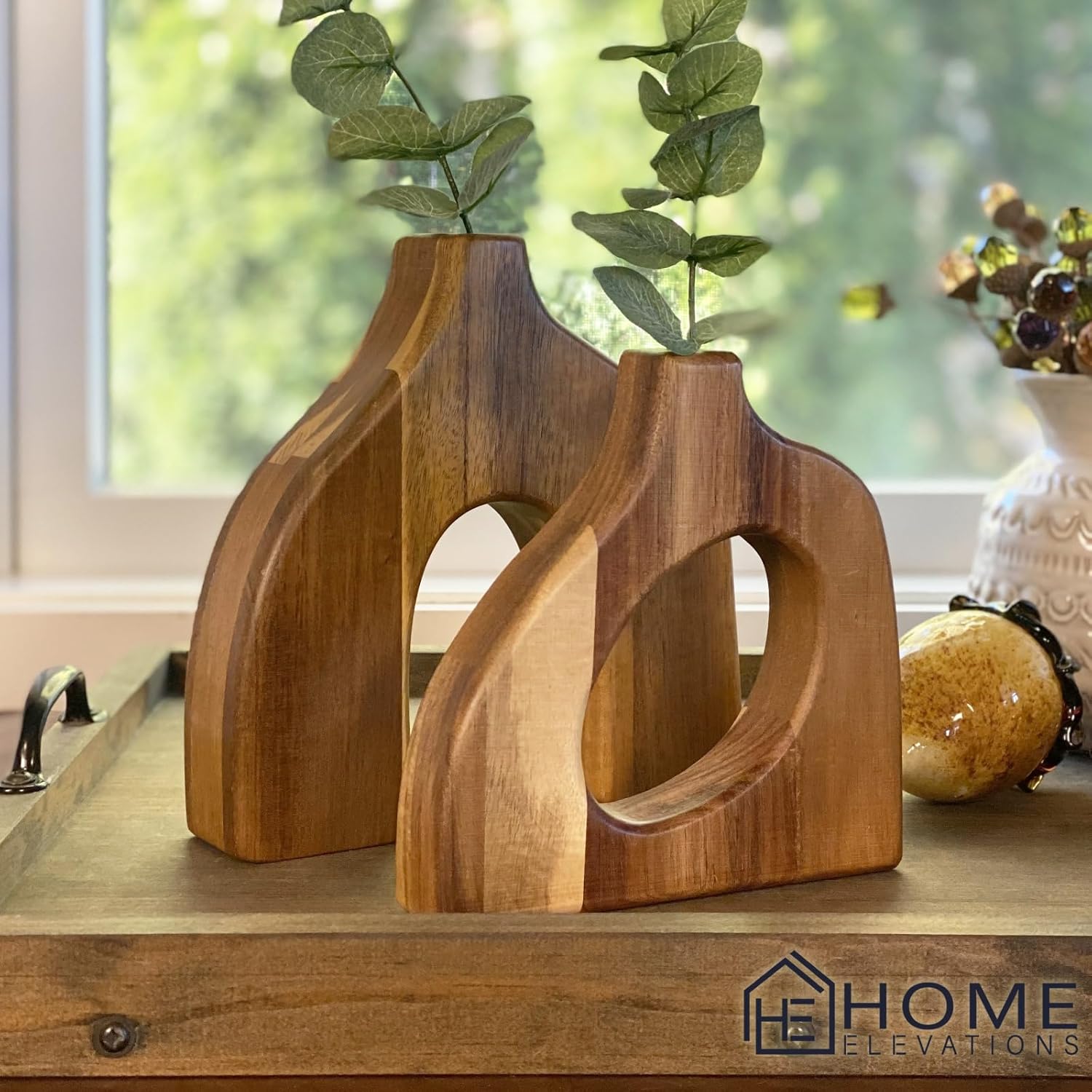Wooden Vases for Decor / Set of 2