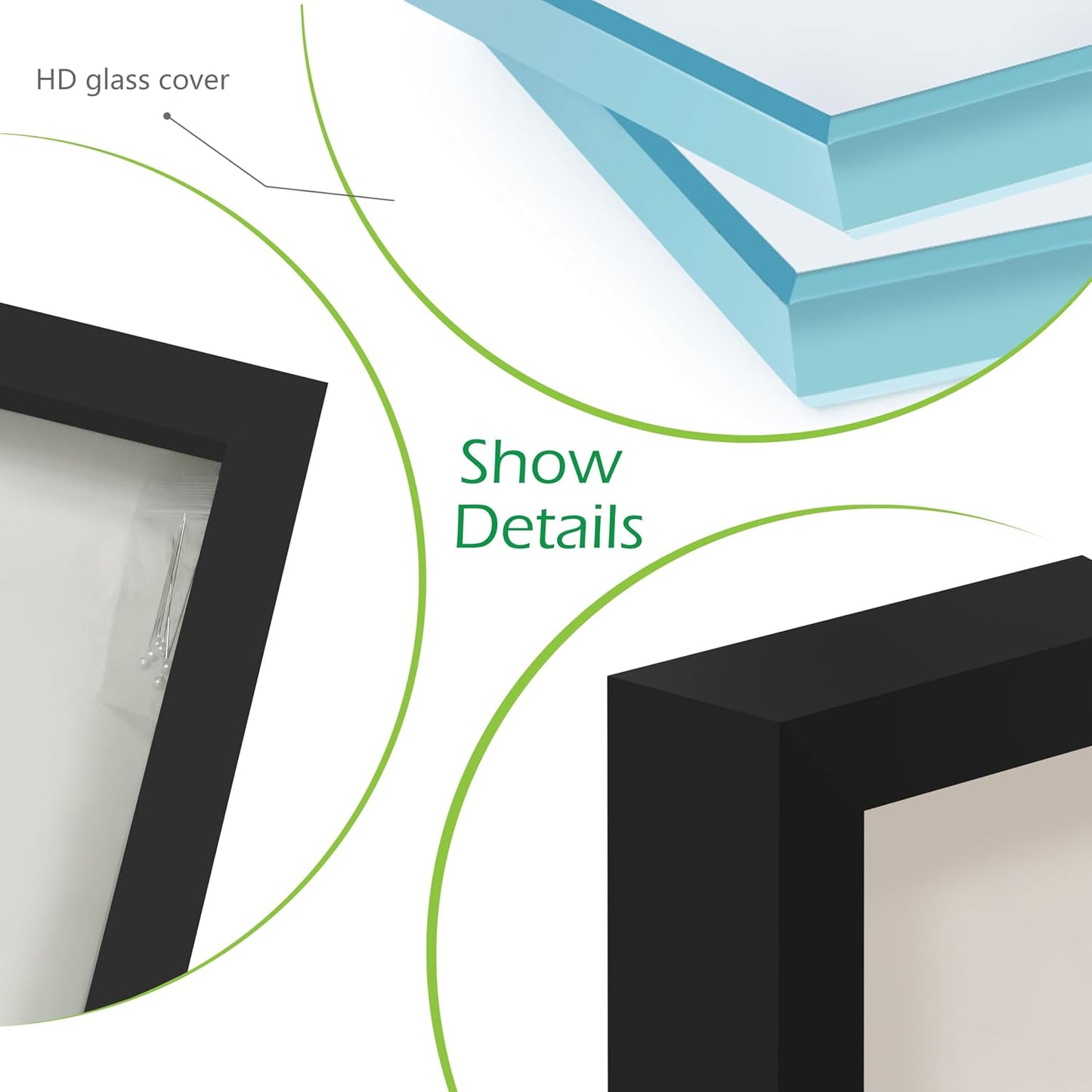 FrameWorks 12” x 16” Black Wooden Shadow Box Frame – Display Case with Soft Felt Back, Memory Box with Tempered Glass