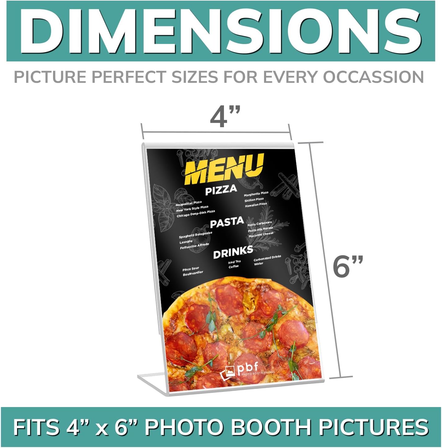 pbf 4x6 Acrylic Sign Holder | 4 x 6 Vertical Stand Up Slanted Sign Holder | Acrylic Stands for Display | Clear Picture
