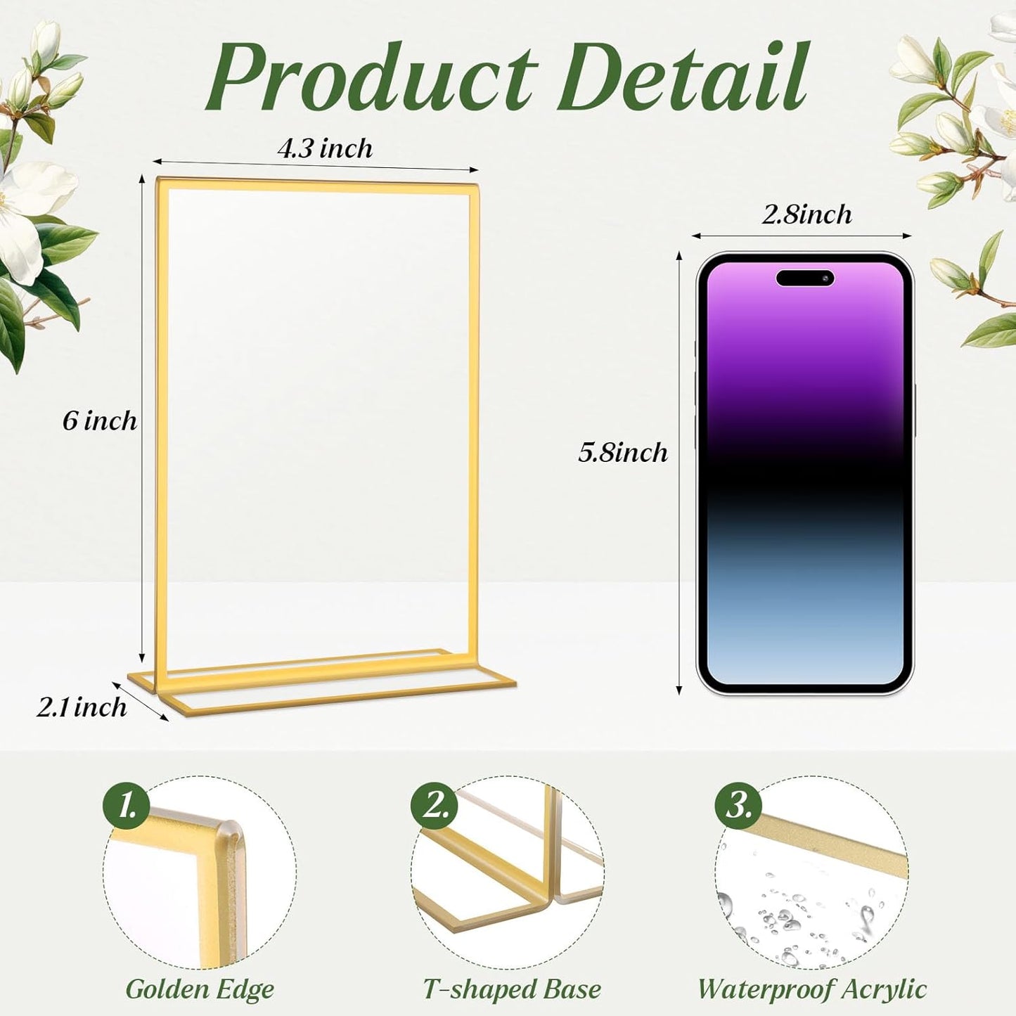 Gold Acrylic Sign Holders / 4 x 6 / Inch-gold-vertical / Set of 20