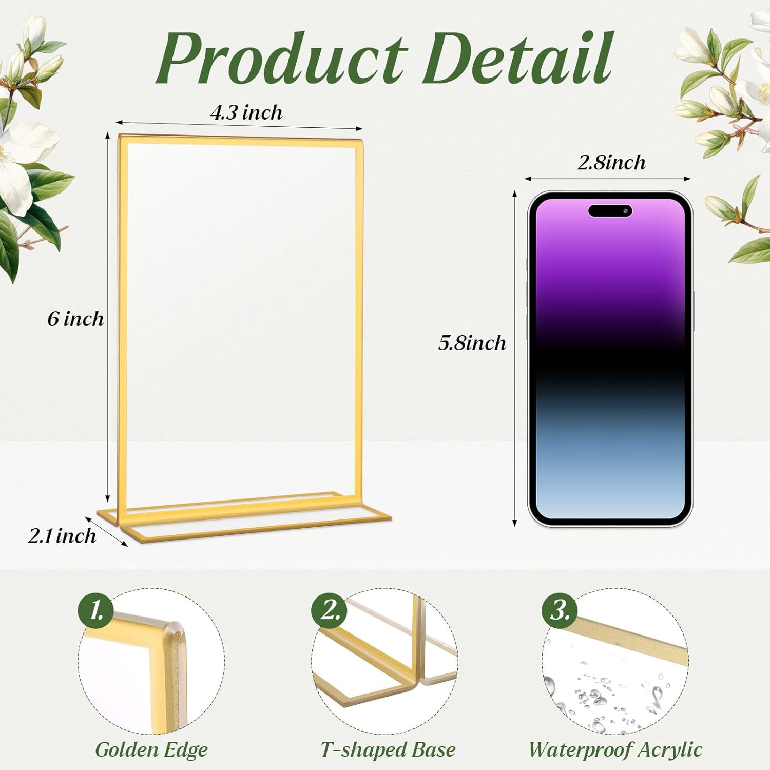 Gold Acrylic Sign Holders / 4 x 6 / Inch-gold-vertical / Set of 20
