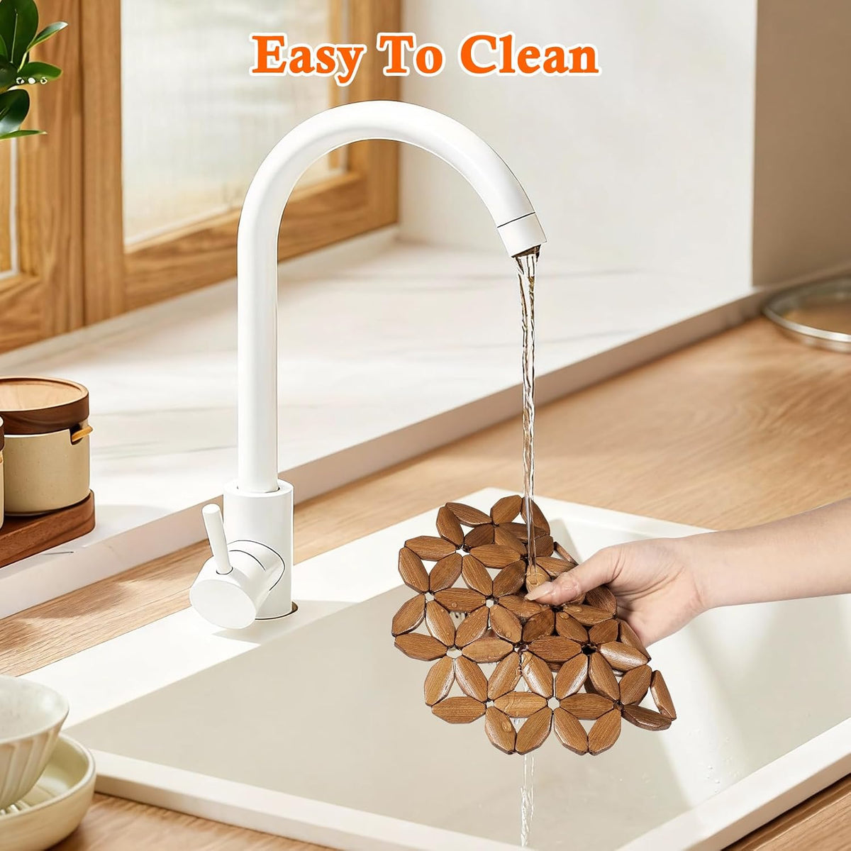 9 Pack Bamboo Trivet Mat for Hot Dishes, 6.5/8.3/10 Inch Heat Resistant Hot Pads Trivets, Hot Pad to Protect Your Table