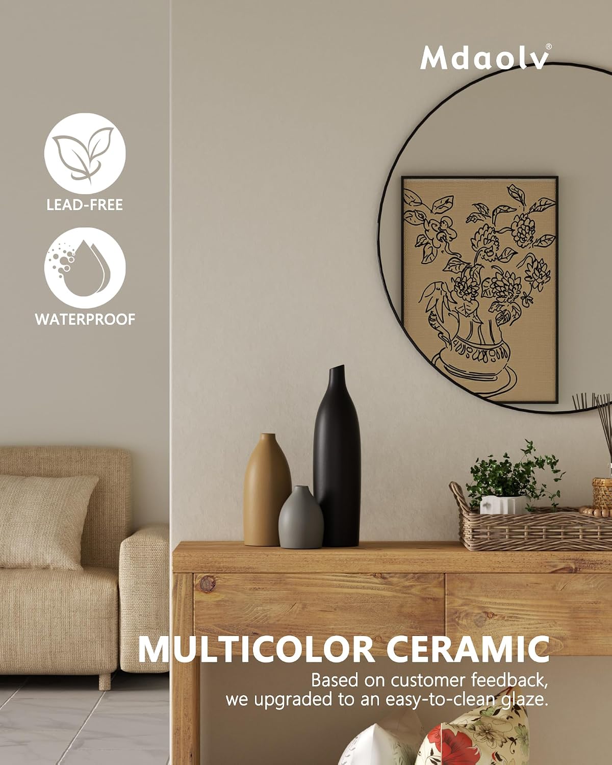 Ceramic Vases / Decorative Flower Vase Set / Multicolor