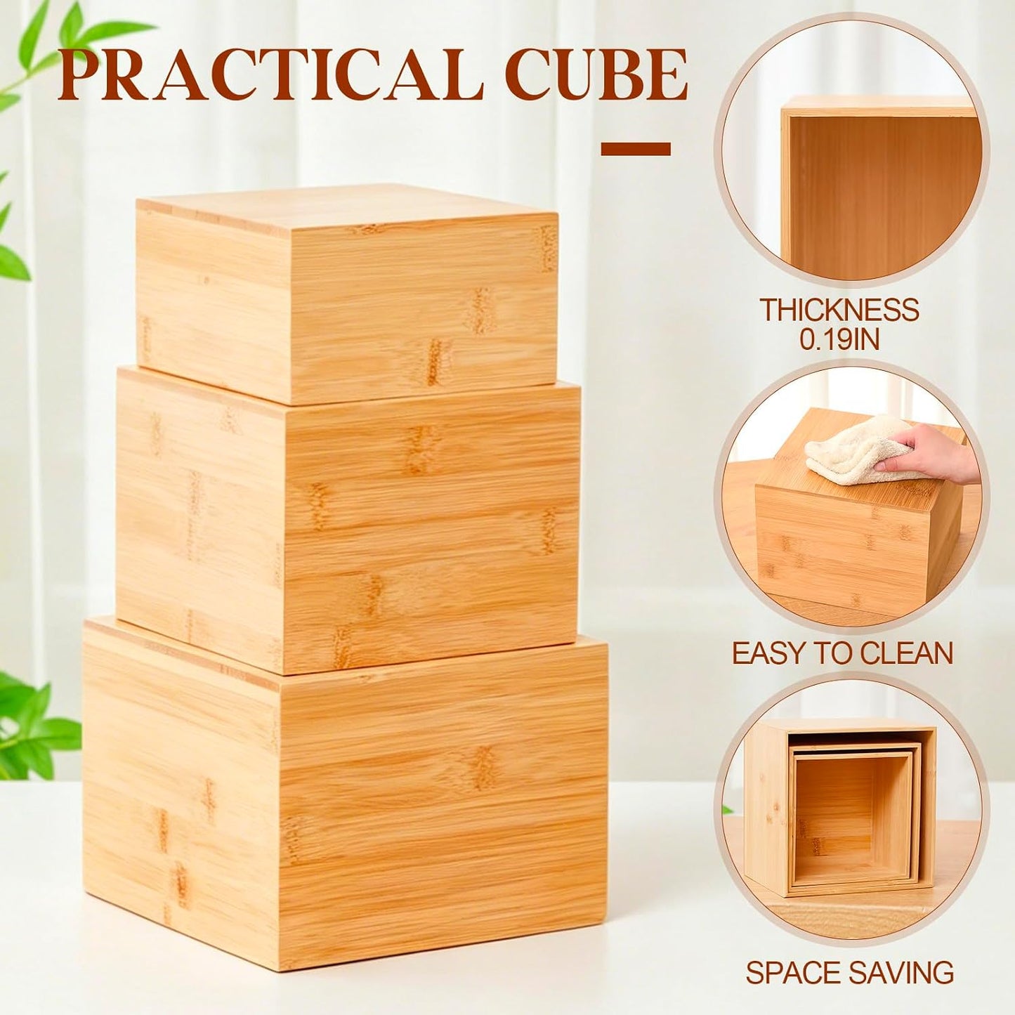 Cake Display Stand Cube Box / 6'' 7'' 8 / Beige / Set of 3